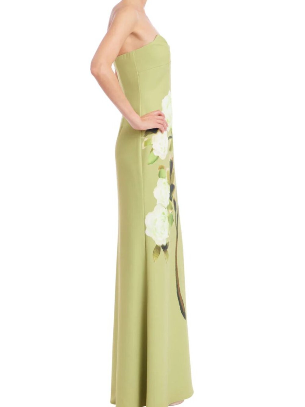 Badgley Mischka Strapless Floral Print Column Gown (NWT) - Picture 2 of 3